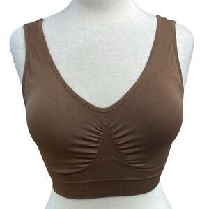 Rhonda Shear light brown knit Ahh Bra with removable pads large